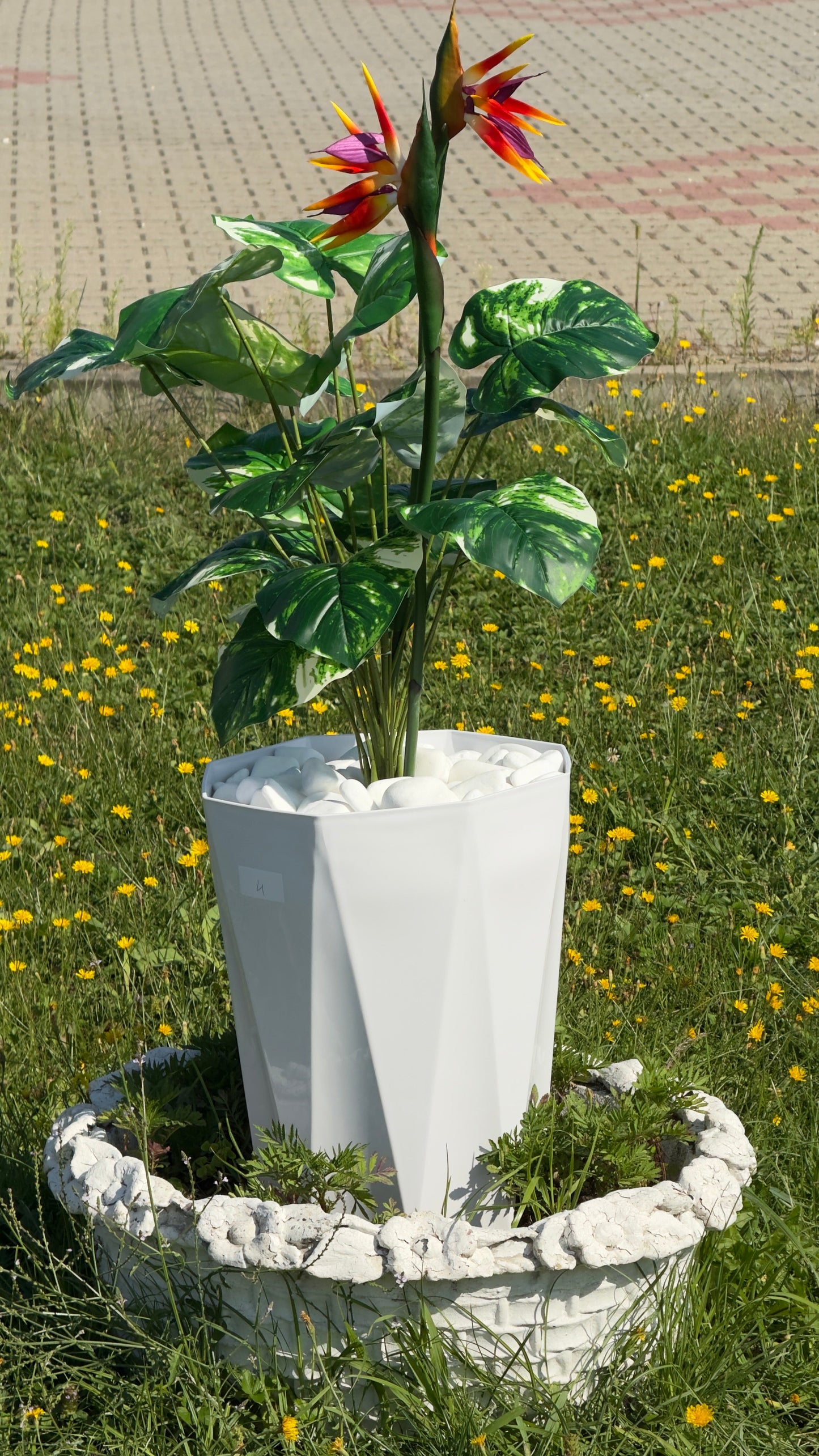 Set de plante artificiale Paradise Bird Bananier – ideale pentru decorul casei, biroului sau al verandei, completate cu flori, ghiveci și pietriș decorativ discrbtion of this 2