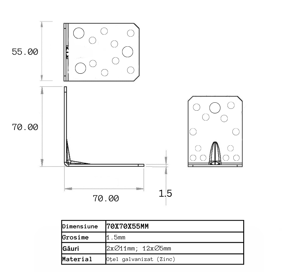 VINCLU 90 grade 70mm   (grosime 1.5mm  )