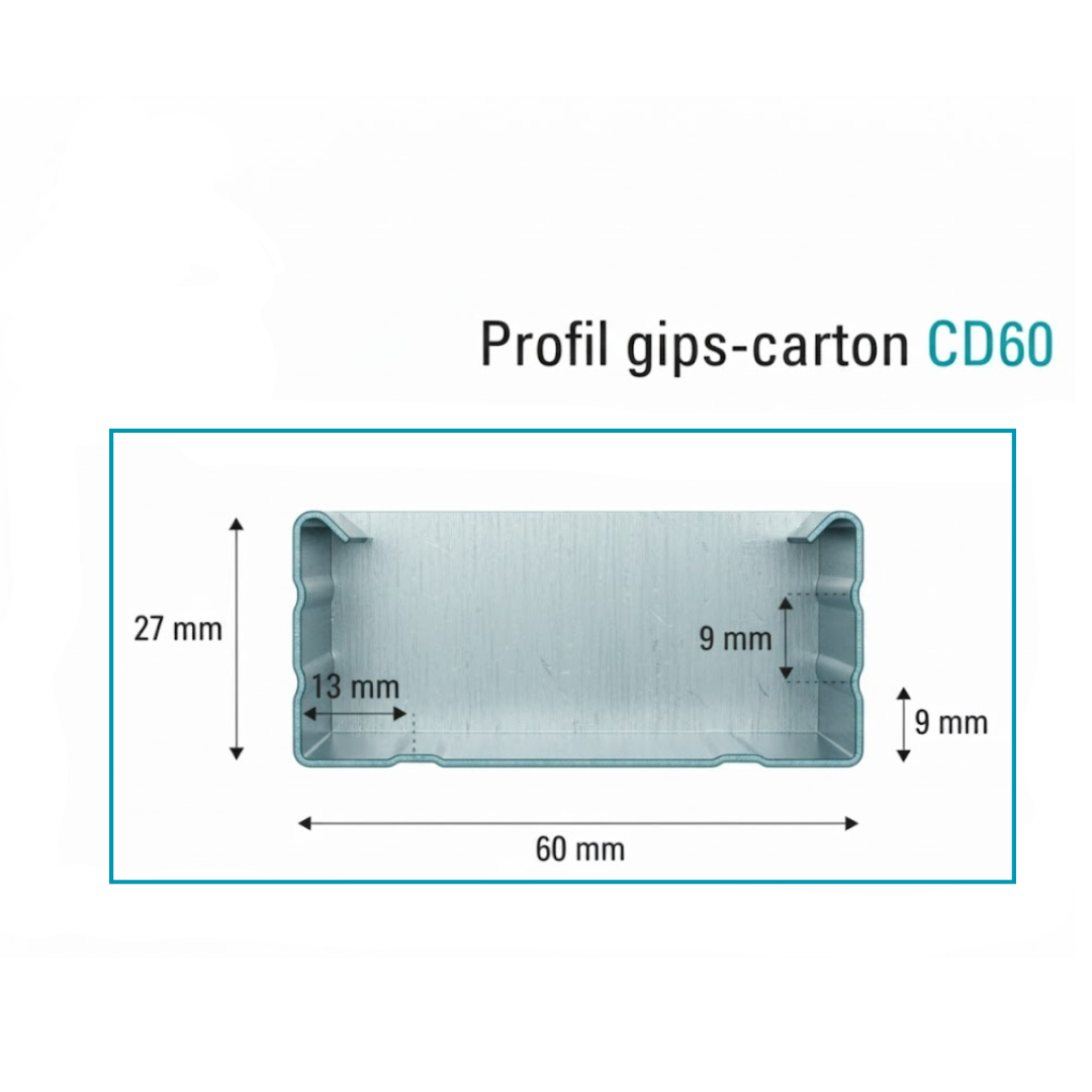 Profil Gips-Carton CD 60,  zincat