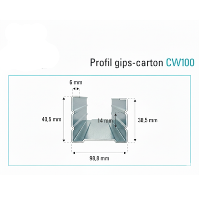 Profil Gips-Carton CW 100,  zincat