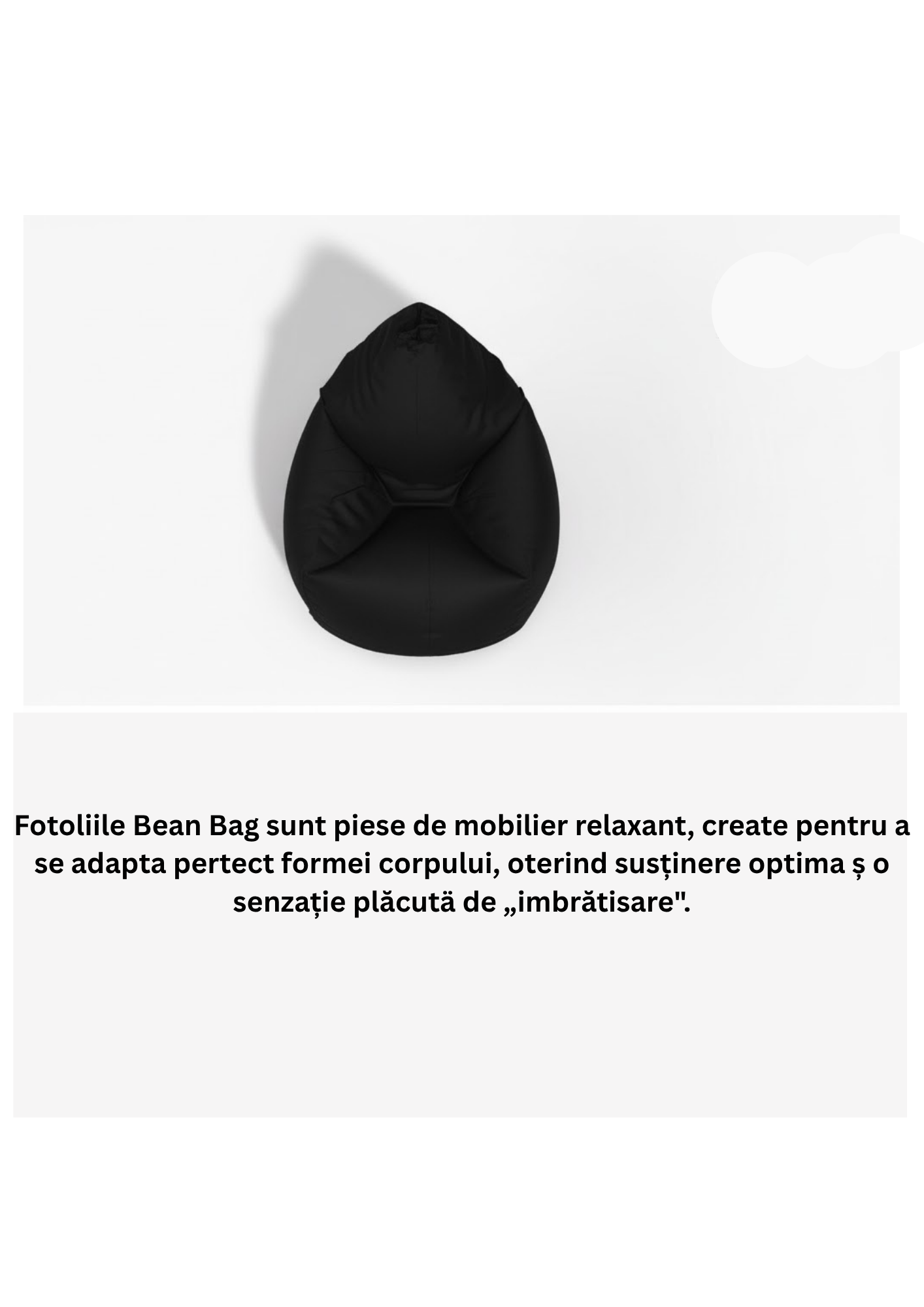 Fotoliu puf, tip pară, negru, umplut cu perle din polistiren, utilizabil în interior/exterior, husă detașabilă, Bean Bag Montana