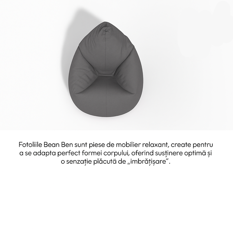 Fotoliu puf, tip pară, gri, umplut cu perle din polistiren, husă detașabilă, Bean Bag Montana