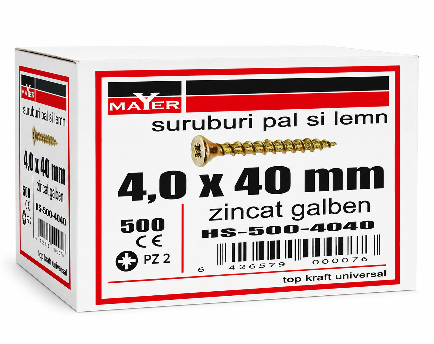 Suruburi pal si lemn 4,0x40 mm  zincat galbe (500 buc)