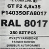 Set 250 Șuruburi autoforante pentru țiglă metalică/tablă GT F2 4,8×35 P140350FA8017 RAL 8017