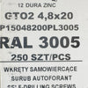 Set 250 Suruburi autoforante pentru țiglă metalică/tablă GTO2 4,8х20 P15048200PL3005 RAL 3005