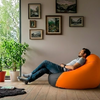 Fotoliu puf, tip pară, portocale și negru, umplut cu perle din polistiren, utilizabil în interior/exterior, husă detașabilă, Bean Bag Montana