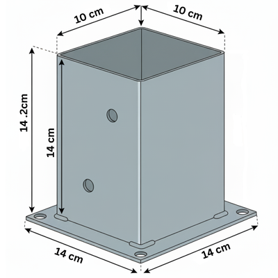 Suport metalic pentru stâlpi din lemn  100x100 mm (10x10 cm)