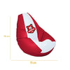 Fotoliu puf, tip pară, alb și roșu, Herrmannstadt Club limited Edition, umplut cu perle din polistiren, utilizabil în interior/exterior, husă detașabilă, Bean Bag Montana