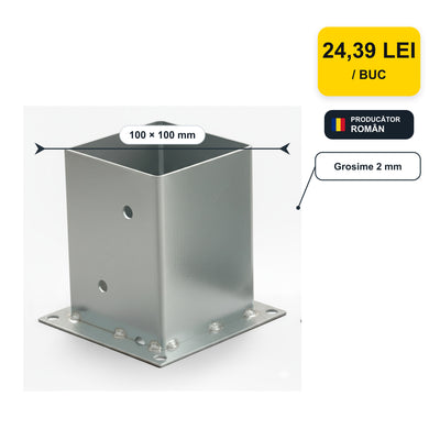 Suport metalic pentru stâlpi din lemn 100x100 mm – preț și dimensiuni | ANNADU