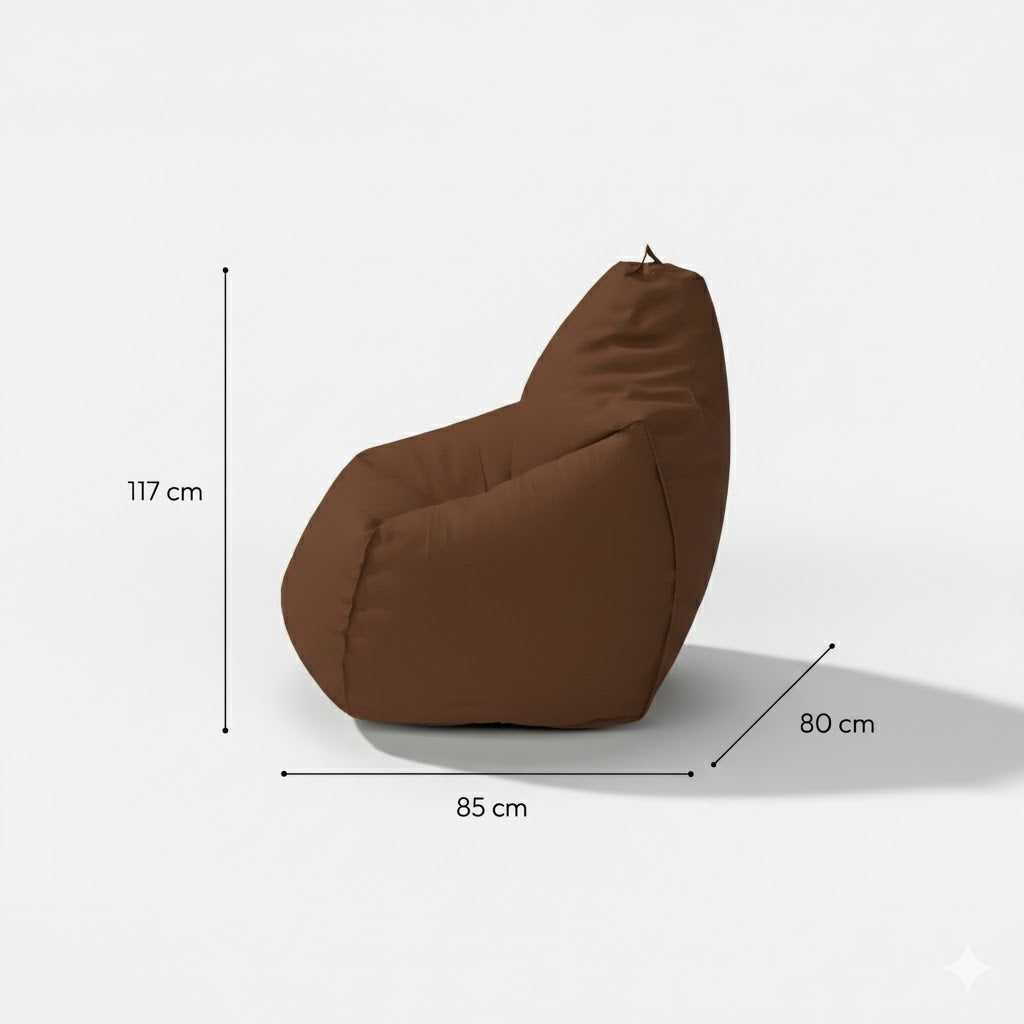 Fotoliu puf, tip pară, maro, umplut cu perle din polistiren, utilizabil în interior/exterior, husă detașabilă, Bean Bag Montana
