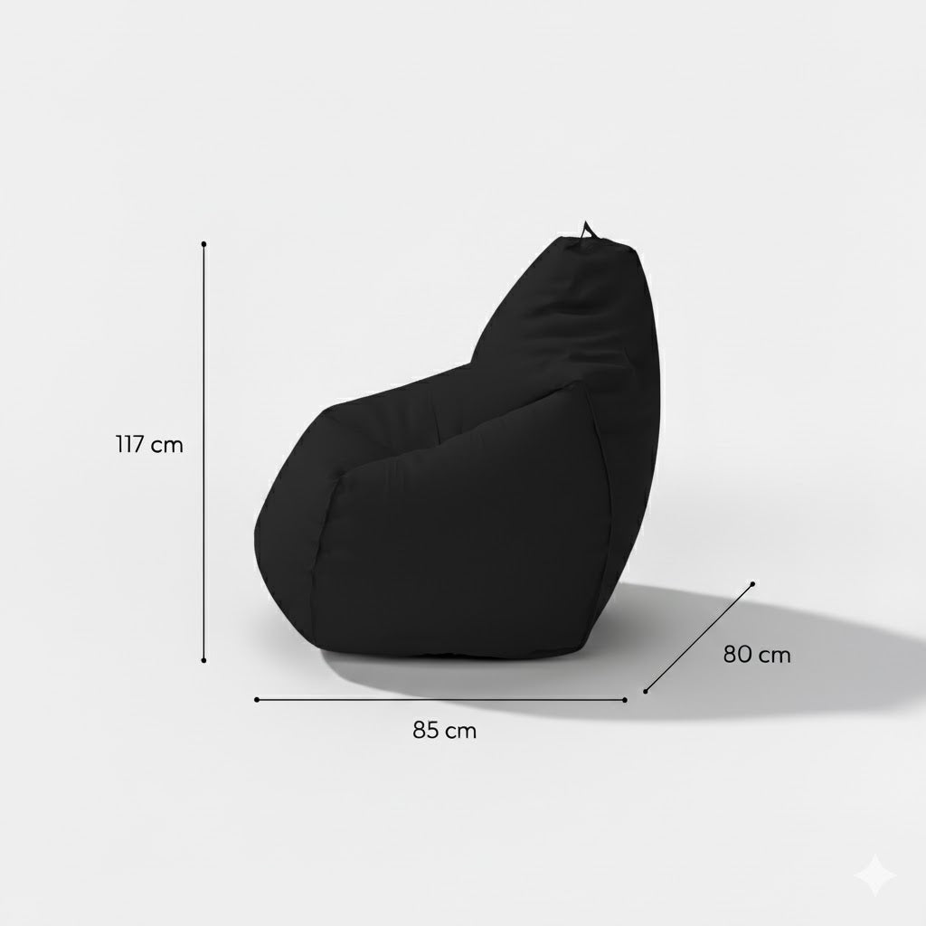 Fotoliu puf, tip pară, negru, umplut cu perle din polistiren, utilizabil în interior/exterior, husă detașabilă, Bean Bag Montana