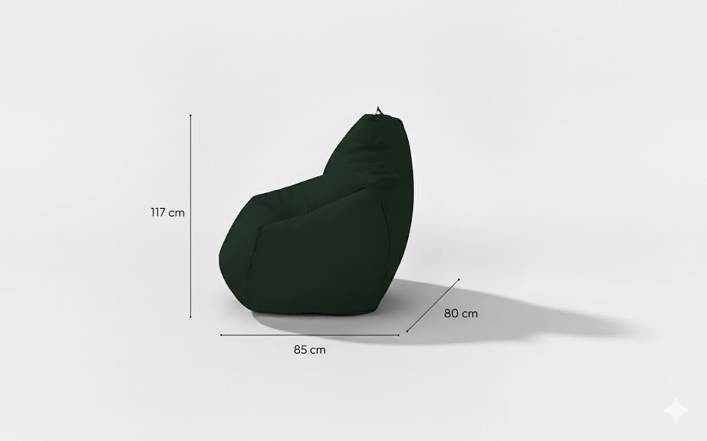 Fotoliu puf, tip pară, verde închis, umplut cu perle din polistiren, husă detașabilă, Bean Bag Montana