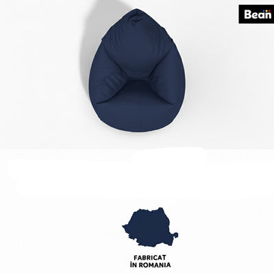 Fotoliu puf, tip pară, albastru închis, umplut cu perle din polistiren, utilizabil în interior/exterior, husă detașabilă, Bean Bag Montana