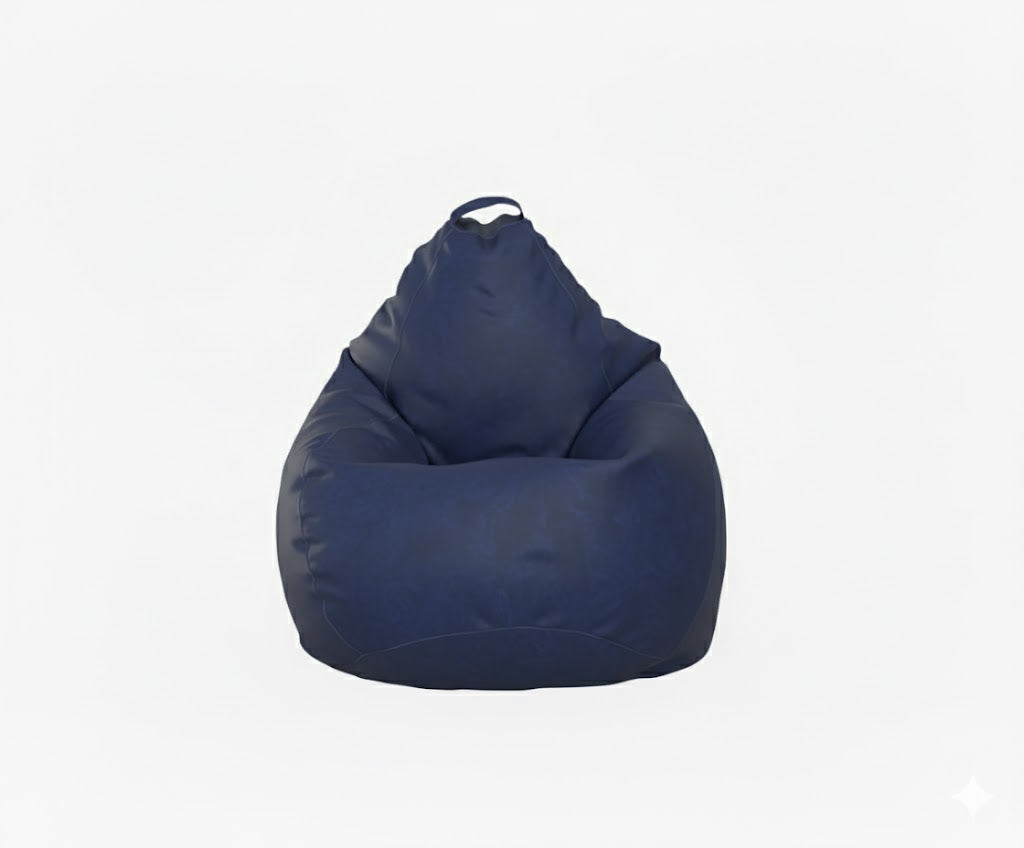 Fotoliu puf, tip pară, albastru închis, umplut cu perle din polistiren, utilizabil în interior/exterior, husă detașabilă, Bean Bag Montana