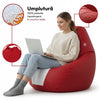 Fotoliu puf, tip pară, alb și roșu, umplut cu perle din polistiren, utilizabil în interior/exterior, husă detașabilă, Bean Bag Montana