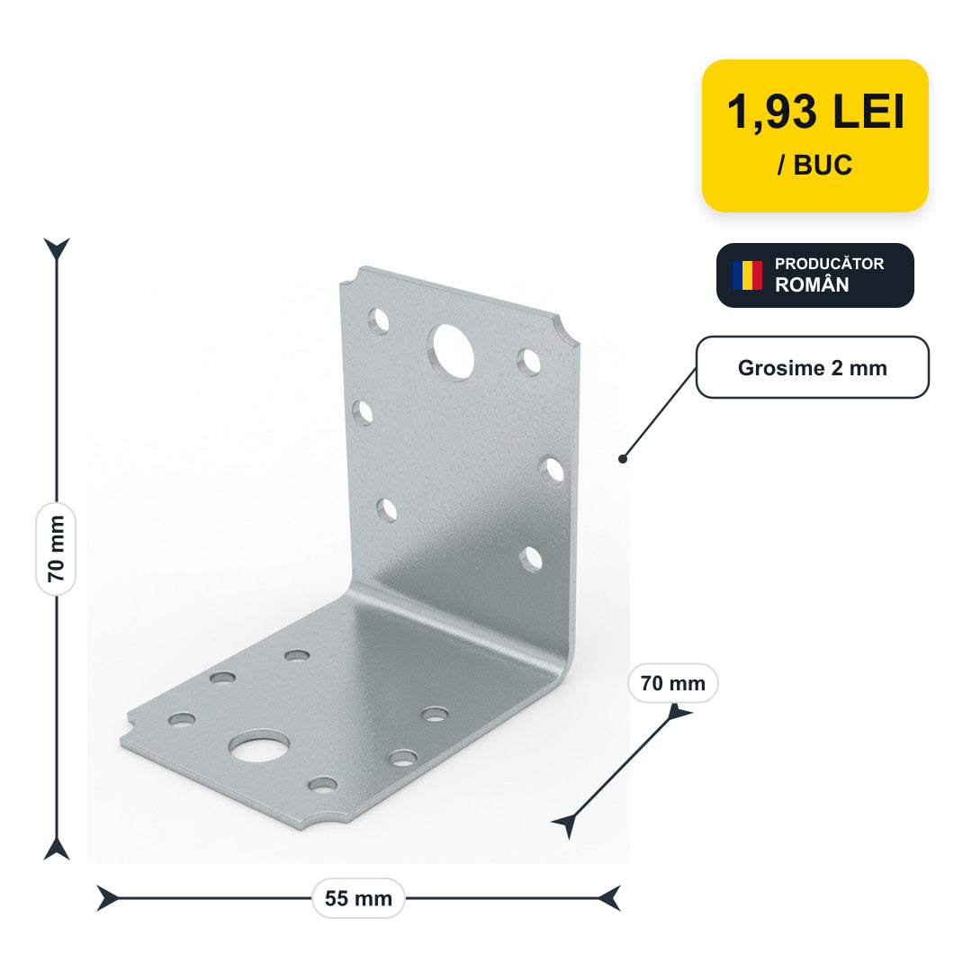 Vinclu Simplu 90 grade 70x70x55mm – preț și dimensiuni | ANNADU