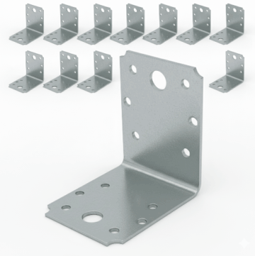 Set 10 simplu coltar perforat pentru lemn vinclu,  90 grade, zincat, 70 x 70 x 54 mm 𝗚𝗿𝗼𝘀𝗶𝗺𝗲  𝟮𝗺𝗺