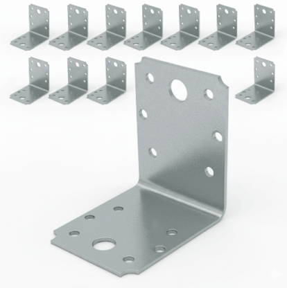 Set 10 simplu coltar perforat pentru lemn vinclu, 90 grade, zincat, 70 x 70 x 54 mm 𝗚𝗿𝗼𝘀𝗶𝗺𝗲 𝟮𝗺𝗺