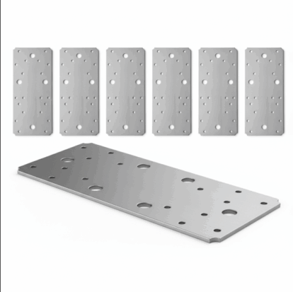 Set 10 placa perforat pentru imbinare lemn, Atlantic 1979, zincat, 210 x 90 mm