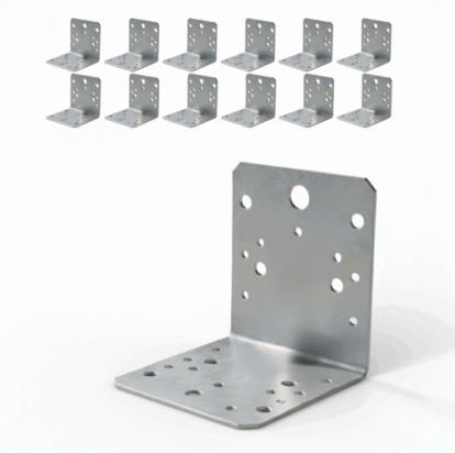 Set 10 simplu coltar perforat pentru lemn vinclu, Atlantic 1979, 90 grade, zincat, 105 x 105 x 90 mm 𝗚𝗿𝗼𝘀𝗶𝗺𝗲 𝟮𝗺𝗺