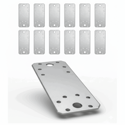 Set 10 placa perforat pentru imbinare lemn, Atlantic 1979, zincat, 140 x 54 mm 𝗚𝗿𝗼𝘀𝗶𝗺𝗲 𝟮𝗺𝗺