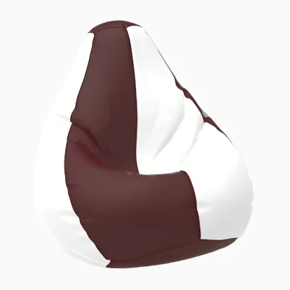 Fotoliu puf, tip para, maro/alba, umplut cu perle din polistiren, utilizabil in interior/exterior, husa detasabila, Bean Bag