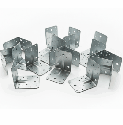 Set 500 buc, vinclu sau coltar perforat pentru lemn 90 grade, tip 4n, zincat, 105 x 105 x 90 mm (𝗚𝗿𝗼𝘀𝗶𝗺𝗲 𝟮𝗺𝗺 )